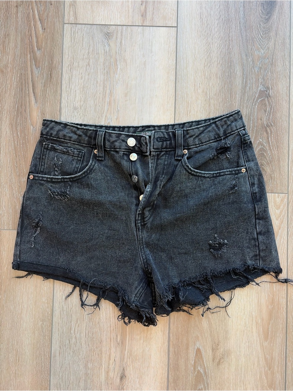 wild fable Black Distressed Denim Cutoff Shorts